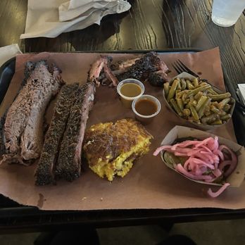 Lewis Barbecue - Two ribs, two slices brisket, green beans and corn pudding $40 - Desserts Near Me - Atlanta, Georgia Lewis Barbecue - Two ribs, two slices brisket, green beans and corn pudding $40 - Desserts Near Me - Atlanta, Georgia