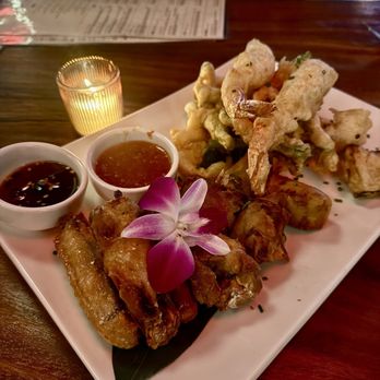 Kage Asian Bistro - Crispy Delights - crispy spring rolls, salt & pepper wings, tempura shrimp & veggies - Pan Asian Near Me - Bakersfield, California
