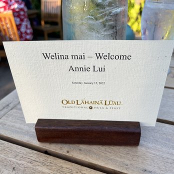Old Lahaina Luau - Welcome card, very nice touch. - Performing Arts Near Me - Lahaina, Hawaii