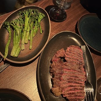 Matu - Rib eye and broccolini (on the matu dinner for 2 menu) - Steakhouses Near Me - Beverly Hills, California Matu - Rib eye and broccolini (on the matu dinner for 2 menu) - Steakhouses Near Me - Beverly Hills, California