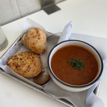 Bōm Dough - (2) po de queijo + tomato soup - Breakfast & Brunch Near Me - Cambridge, Massachusetts Bōm Dough - (2) po de queijo + tomato soup - Breakfast & Brunch Near Me - Cambridge, Massachusetts