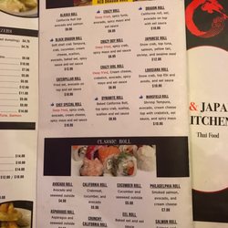 Thai And Japanese Kitchen - Menu