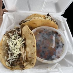 Auntie Adrienne’s - Jerk Chicken Tacos + side of rice & beans
