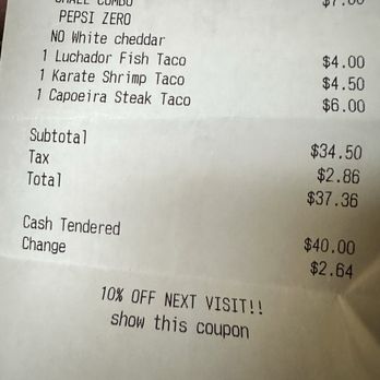 Burgers vs Tacos - Receipt for price representation. - Burgers Near Me - San Antonio, Texas Burgers vs Tacos - Receipt for price representation. - Burgers Near Me - San Antonio, Texas