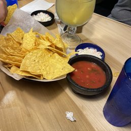 Chips, salsa and coleslaw are served to the table complimentary when you arrive Chips, salsa and coleslaw are served to the table complimentary when you arrive