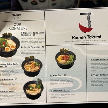 Ramen Takumi - Menu 1 - Ramen Near Me - San Jose, California Ramen Takumi - Menu 1 - Ramen Near Me - San Jose, California