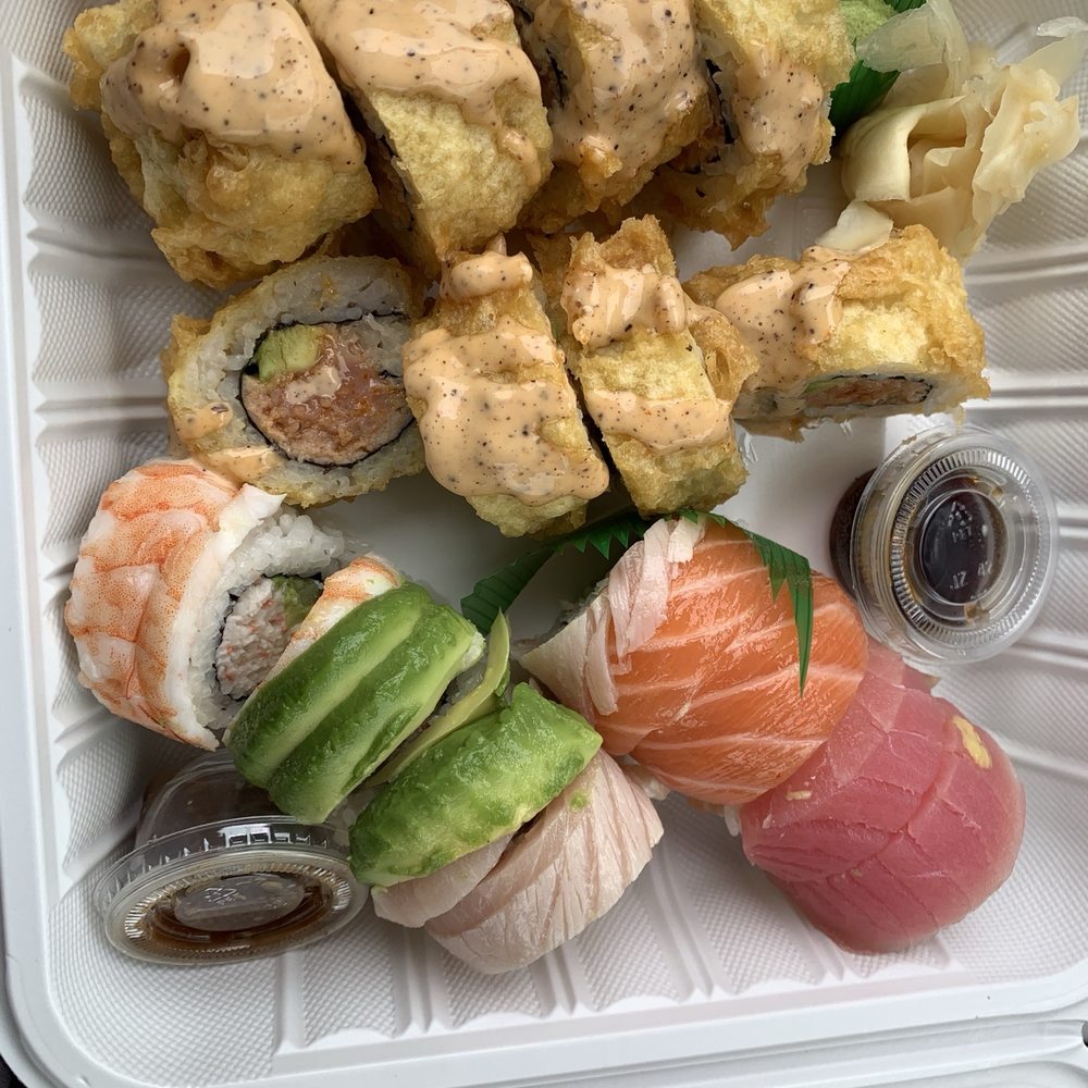 Kiku Sushi - F2. Rainbow Roll and spicy tempera roll - Japanese Near Me - Monrovia, California Kiku Sushi - F2. Rainbow Roll and spicy tempera roll - Japanese Near Me - Monrovia, California