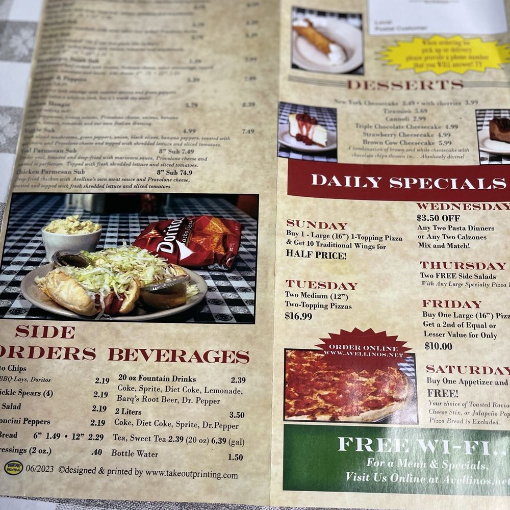 Avellino's Pizza - Menu - Pizza Near Me - Southaven, Mississippi