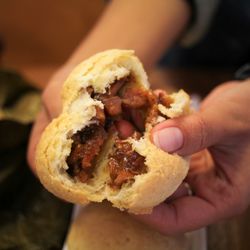 Tim Ho Wan - Inside of the Baked BBQ Pork Buns 3 Piece ($6)