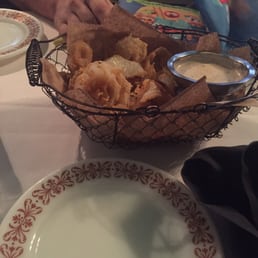 Onion rings and antique plates