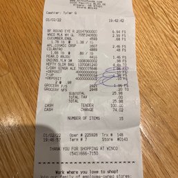 Winco Receipt Winco Receipt