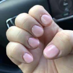 Bad cuticle removal, uneven layers, paint clearly left on the edges... and wrong color!