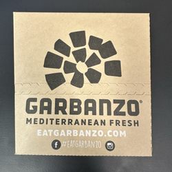 Garbanzo Mediterranean Fresh - Cute box all sealed up and perfect for to go. Just one pita inside.