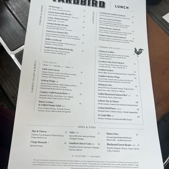 Yardbird Table & Bar - menu - Southern Near Me - Miami Beach, Florida