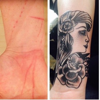 The Constable Tattoo Parlor - Brendan did some scar cover up work. He was able to follow the lines of the scars so they were completely covered. - Tattoo Near Me - Plainfield, Illinois
