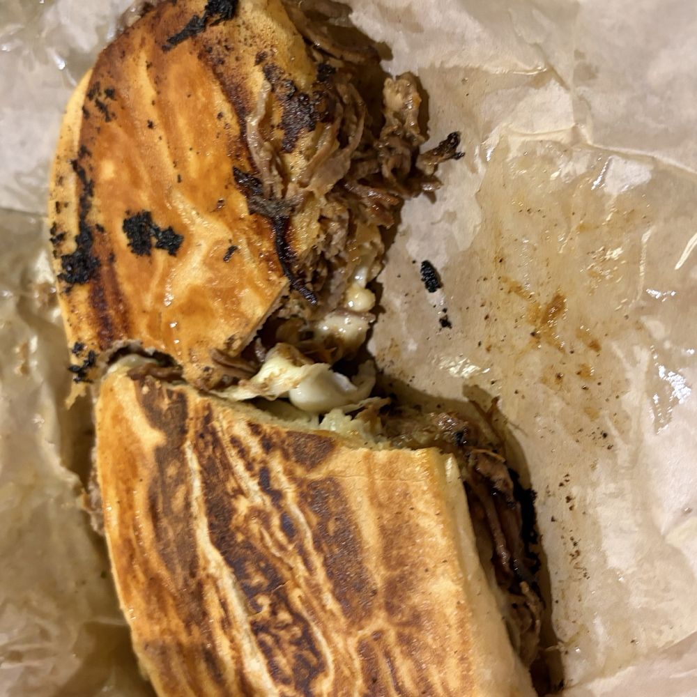 Beni’s Cubano - Downtown - Pan con Bistec  Sandwich. With shredded meat not whole steak - Cuban Near Me - Atlanta, Georgia