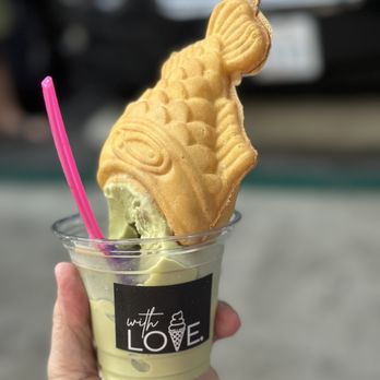 With Love, - Matcha soft ice cream with custard taiyaki - Ice Cream & Frozen Yogurt Near Me - San Gabriel, California With Love, - Matcha soft ice cream with custard taiyaki - Ice Cream & Frozen Yogurt Near Me - San Gabriel, California