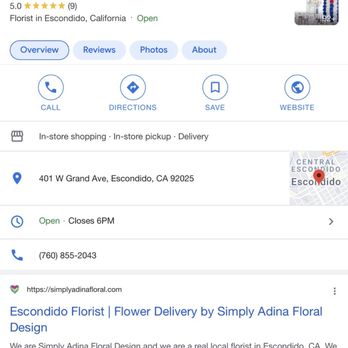 Simply Adina Floral Design - This is showing their hours of operation for today. I arrived at noon and got told to leave - Event Planning & Services Near Me