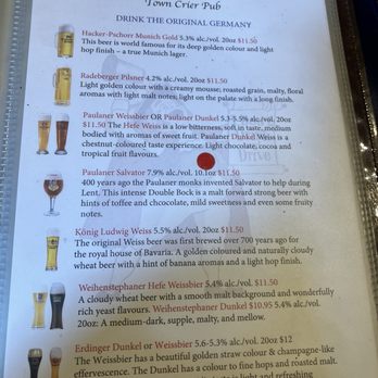 Town Crier Pub - Menu - Pubs Near Me - Toronto, Ontario