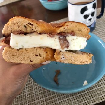 Crown Point Coffee - To-go bacon egg and cheese on a jalapeño cheddar bagel - amazing and so fresh! - Coffee & Tea Near Me - San Diego, California