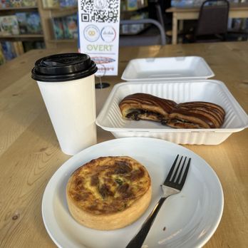 Do Gooder Games Cafe - Mushroom spinach quiche and Pain Sussie - Tabletop Games Near Me - Thornton, Colorado