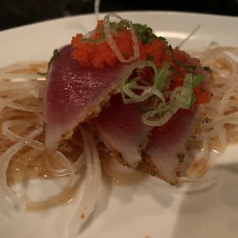 Kyoto - Beautifully plated tuna that the sushi chef treated us to while we waited for our sushi. - Japanese Near Me - Amherst, New York Kyoto - Beautifully plated tuna that the sushi chef treated us to while we waited for our sushi. - Japanese Near Me - Amherst, New York