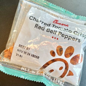 Chick-fil-A - A side packet of charred tomato crispy red bell peppers came with my Cobb salad. - Chicken Shop Near Me - Victorville, California