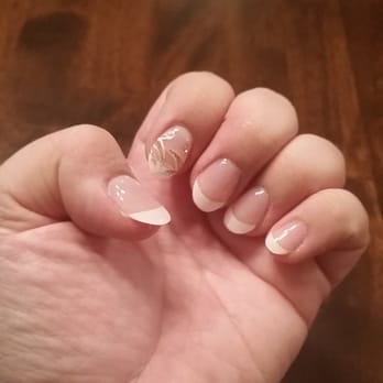 Red Nails - French oval shellac nails with design. - Nail Salons Near Me - Yelm, Washington Red Nails - French oval shellac nails with design. - Nail Salons Near Me - Yelm, Washington