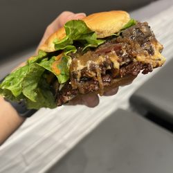 Canuck burger with spicy aioli subbed for bbq sauce