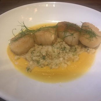 Tipping Point Restaurant and Terrace - Scallops with quinoa and butternut squash jus - American Near Me - Houston, Texas Tipping Point Restaurant and Terrace - Scallops with quinoa and butternut squash jus - American Near Me - Houston, Texas