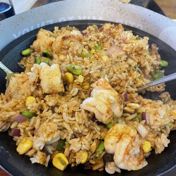 Sizzling House - Sizzling rice shrimp plate added mushrooms - Ramen Near Me - Mesa, Arizona