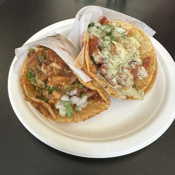 Taquería By El Prieto - Left: Taco de Suadero Right: Taco de Adobada - Mexican Near Me - Chula Vista, California