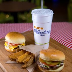 Fresh-to-order burgers & potato wedges.