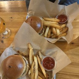 Vegetarian patty (bottom) and regular patty (top) Vegetarian patty (bottom) and regular patty (top)