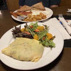 Clayton Park Bar & Grill - Big Breakfast in the rear and the Omelet with Citrus Salad in the foreground!