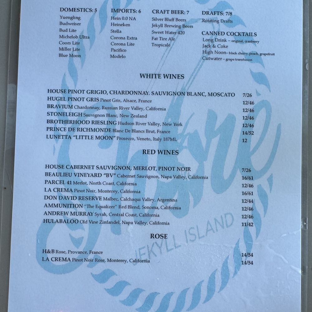 Shore - Drink menu 2 - Seafood Near Me - Jekyll Island, Georgia Shore - Drink menu 2 - Seafood Near Me - Jekyll Island, Georgia