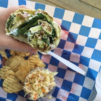 Machipongo Trading Company - 1/2 size Falafel Wrap with spinach herb tortilla!  Very tasty! I love how many vegetarian options there were! - Coffee & Tea Near Me - Machipongo, Virginia