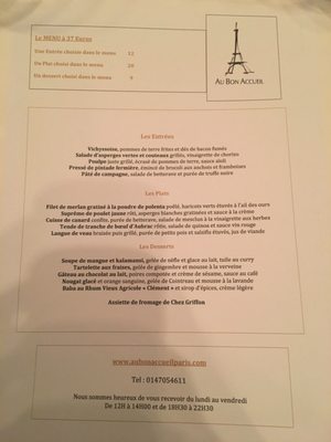 Menu photo 3 Au Bon Accueil Paris, 75 Menu photo 3 Au Bon Accueil Paris, 75