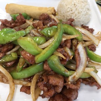 Kuan's Kitchen - Pepper Beef, full order with free egg roll. - Chinese Near Me - Pueblo, Colorado