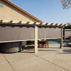 Pacific Tent & Awning - Vertical Drop Awnings with side guide rails