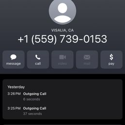 One is when i tried calling back and no luck and the other one is when i confirmed the appointment and insurance