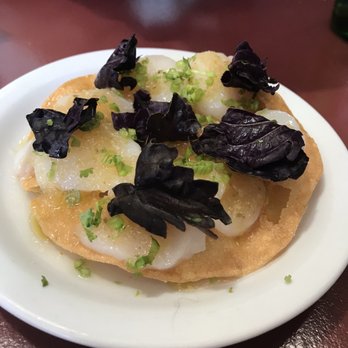 Found Oyster - Scallop tostada with yuzu - Seafood Near Me - Los Angeles, California Found Oyster - Scallop tostada with yuzu - Seafood Near Me - Los Angeles, California