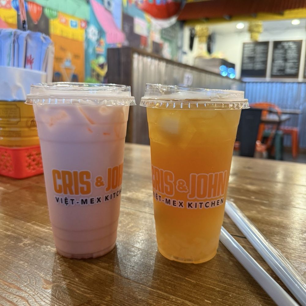 Cris and John - Strawberry Horchata and lychee hibiscus tea - Vietnamese Near Me - Dallas, Texas