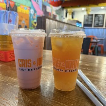 Cris and John - Strawberry Horchata and lychee hibiscus tea - Vietnamese Near Me - Dallas, Texas