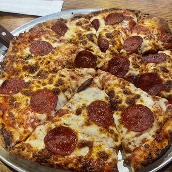 Millstone Pizza Company & Brewery - Medium pepperoni and roasted garlic pizza...try the ranch! It's good! - Breweries Near Me - Cody, Wyoming Millstone Pizza Company & Brewery - Medium pepperoni and roasted garlic pizza...try the ranch! It's good! - Breweries Near Me - Cody, Wyoming