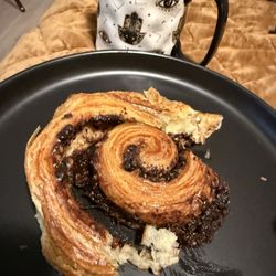 Idle Hands Bread Company - Orange chocolate cinnamon roll , homemade coffee .. I finished my maple Cardamom coffee before I left , it was that good..