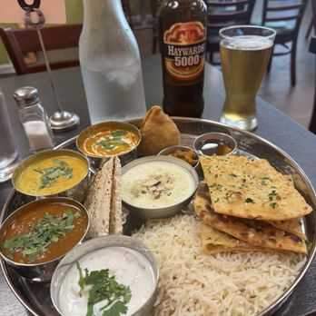 New Indian Restaurant - The Vegetarian Thali - with butter Paneer Masala and Kheer - Indian Near Me - Upland, California