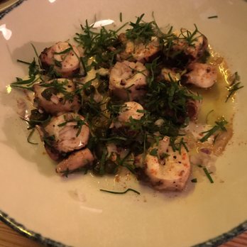 Nancy's Hustle - olive oil poached octopus with skordalia, capers & smoked paprika - New American Near Me - Houston, Texas Nancy's Hustle - olive oil poached octopus with skordalia, capers & smoked paprika - New American Near Me - Houston, Texas