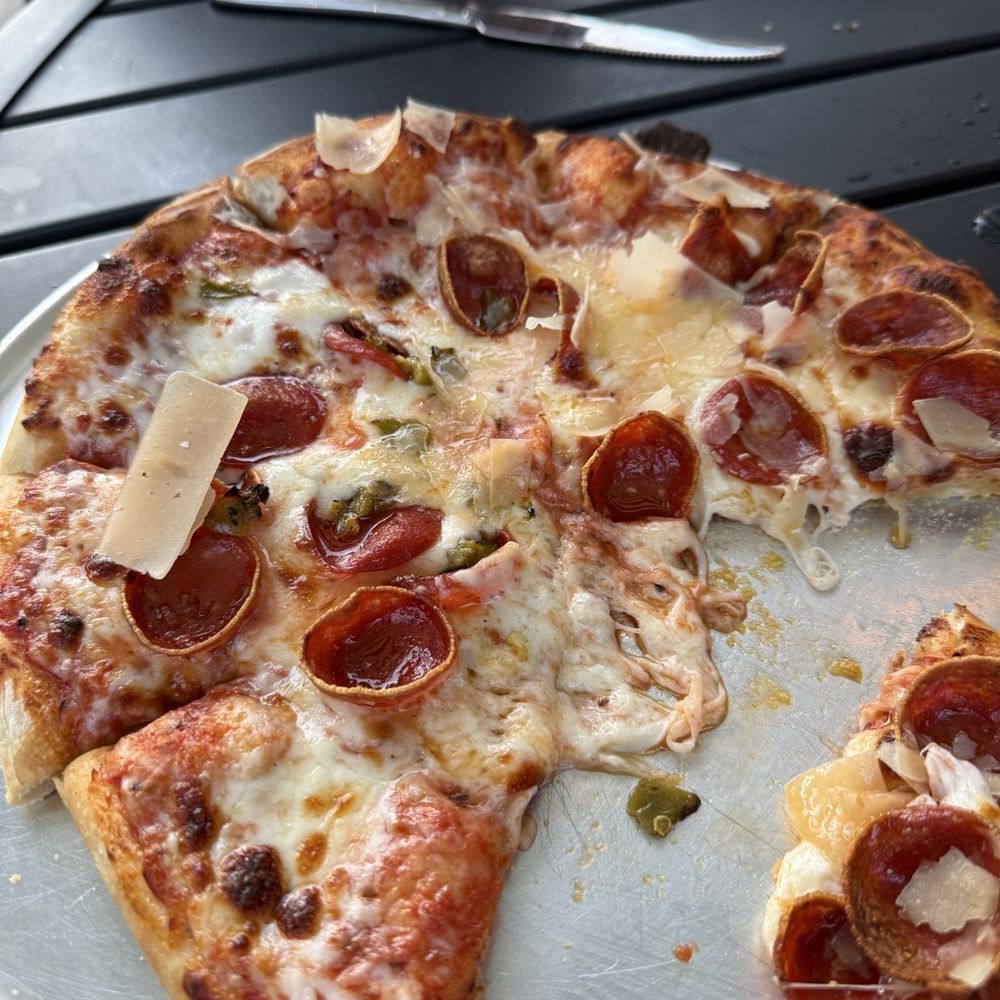 VINE - Pizza and we couldn't wait to take the pick we had to try it, was super good! - Breakfast & Brunch Near Me - Red River, New Mexico