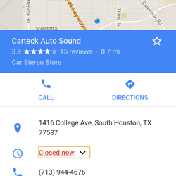 Carteck Auto Sound - This is the google address